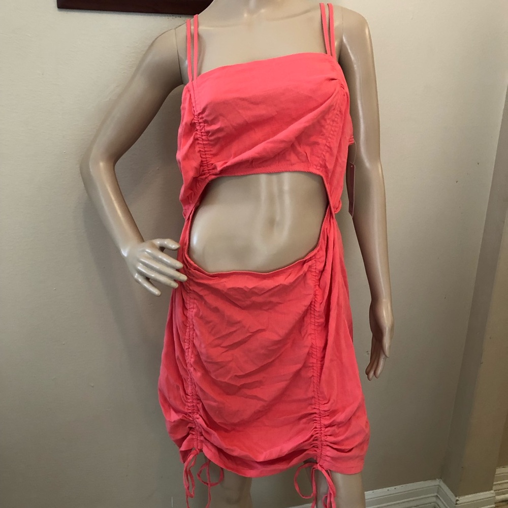 NWT Wild Fable Ruched Mini Sundress - Vibrant Pink / Coral (Size XXL)